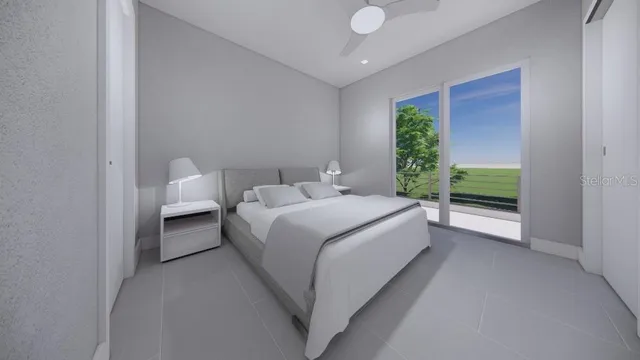 a bed room with a bed and a window