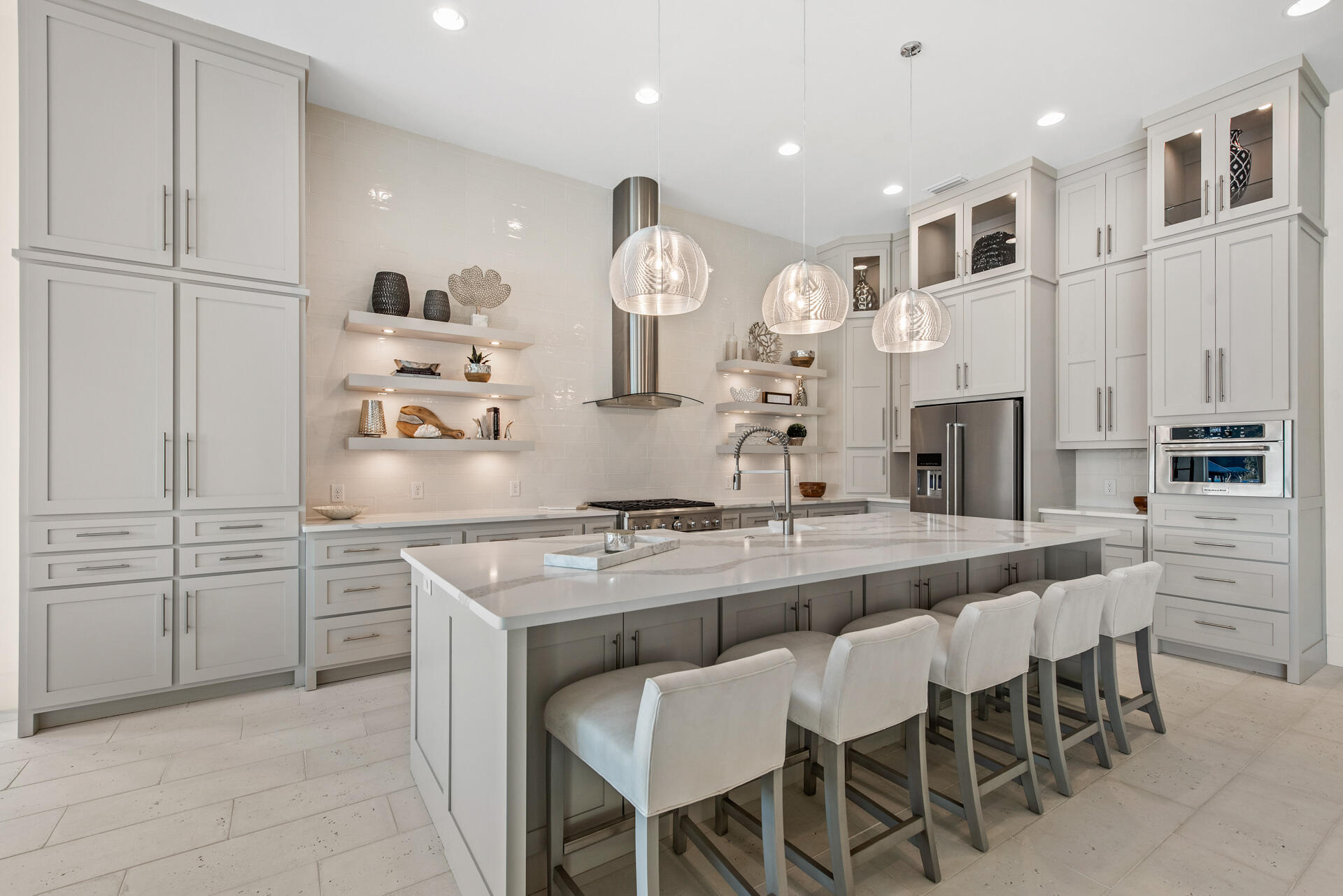 336 East Shipwreck Road Santa Rosa Beach, FL 32459 - Photo 57 of 73 a kitchen with stainless steel appliances granite countertop furniture and a view of living room