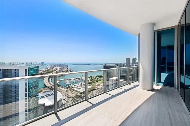 a view of a balcony with city view