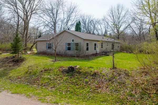 a view of a yard with trees