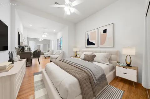 a view of an empty room with windows