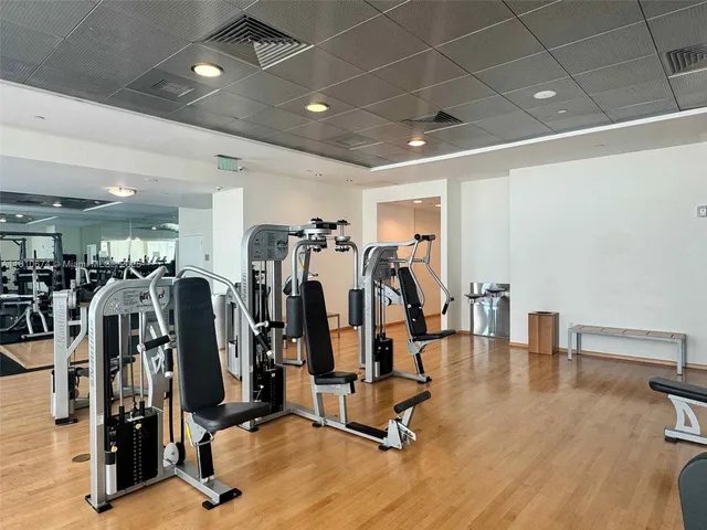a view of a room with gym equipment
