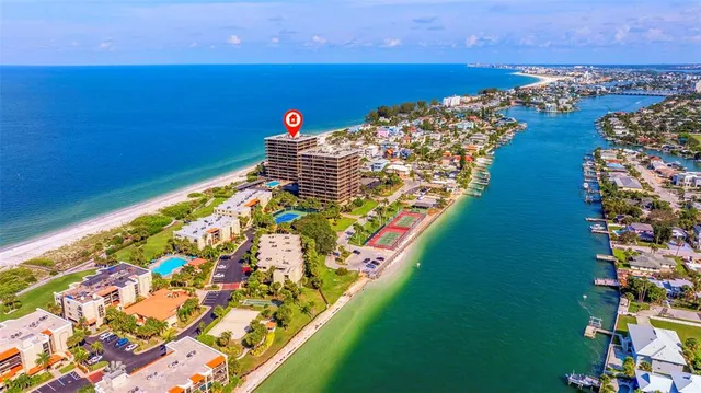 a view of city and swimming pool