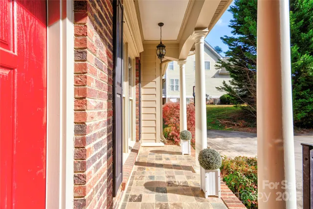 a view of a balcony from a door
