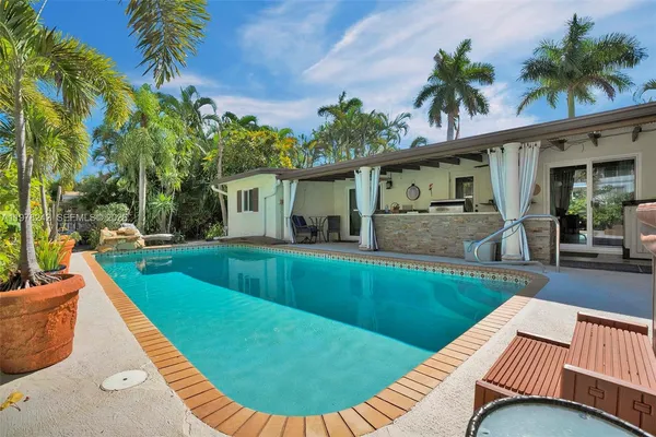 a view of a house with a backyard
