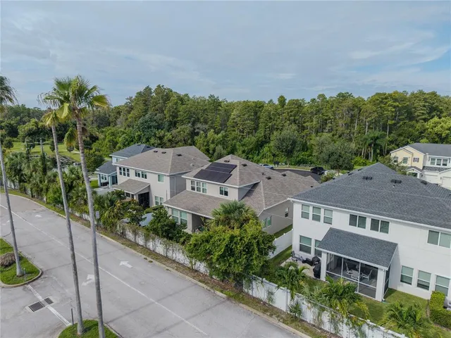 an aerial view of a house