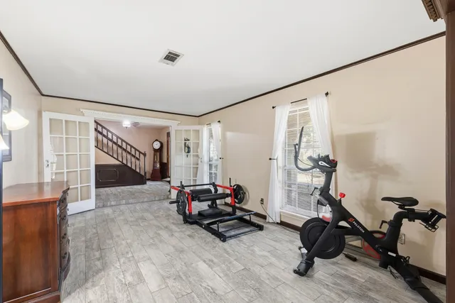 a view of a room with gym equipment