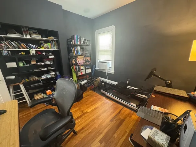 a room with gym equipment