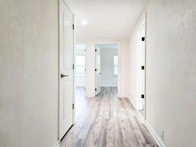 a view of a room with a window