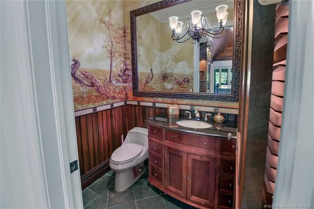 a view of a park with large trees