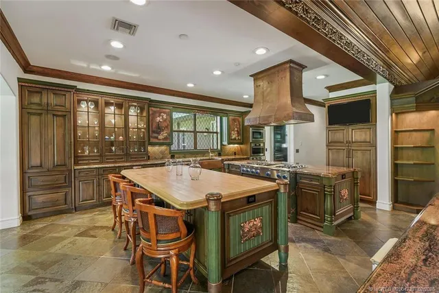 a view of a swimming pool with a garden