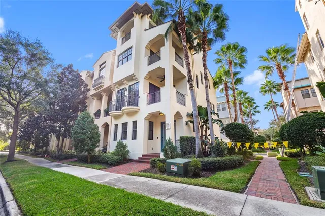 front view of a building with a yard