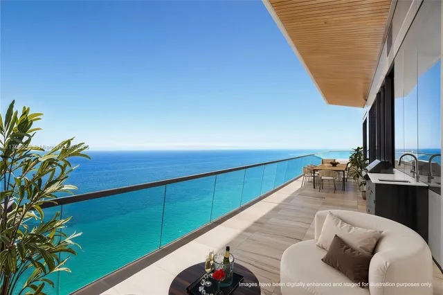 a view of balcony with furniture