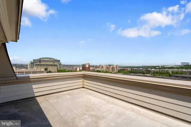 a view of balcony with furniture