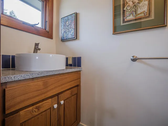 a view of a city with lush green forest