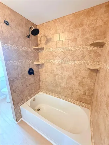 a bathroom with a tub
