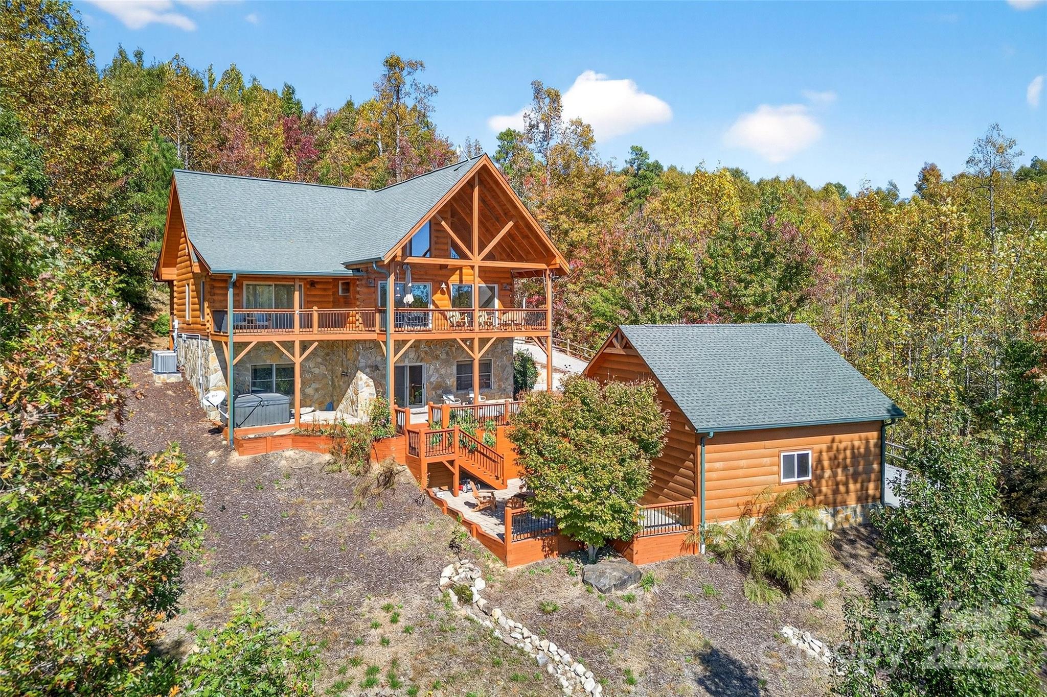 an aerial view of a house
