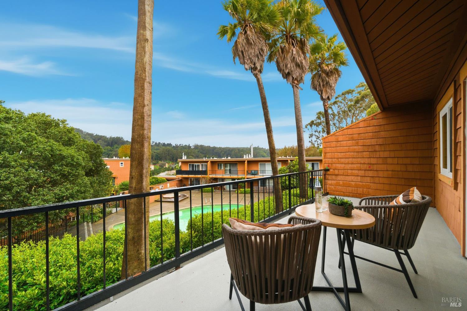 116 Stanford Way Sausalito, CA 94965 - Photo 23 of 37 a view of a chair and table in the balcony