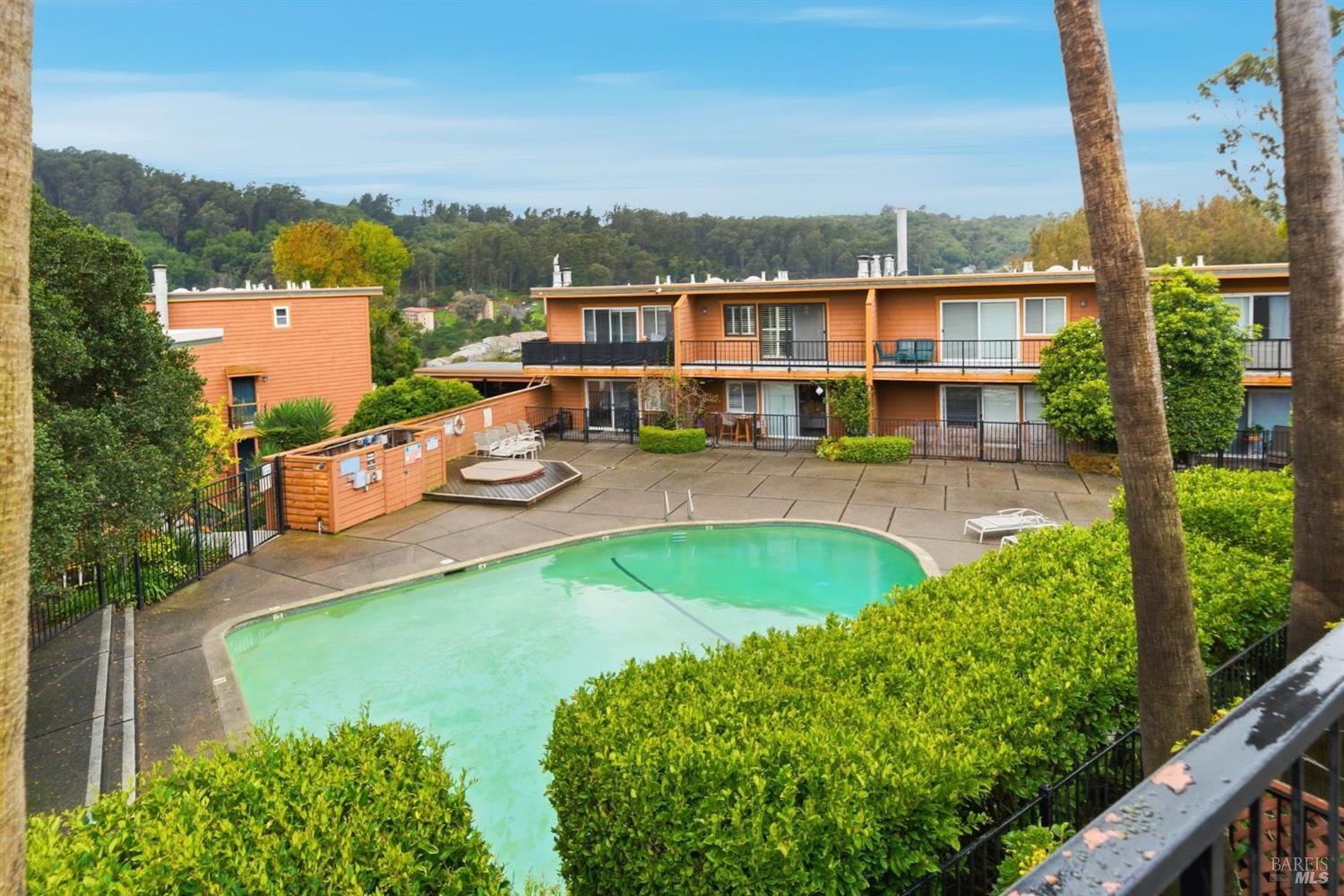 116 Stanford Way Sausalito, CA 94965 - Photo 29 of 37 an aerial view of a house with swimming pool patio and lake view
