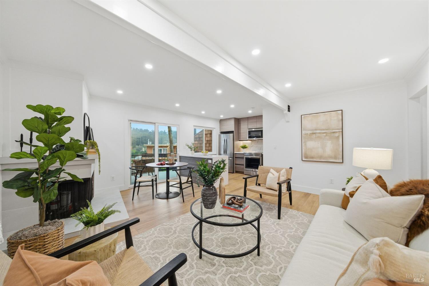 116 Stanford Way Sausalito, CA 94965 - Photo 3 of 37 a living room with furniture kitchen view and a potted plant