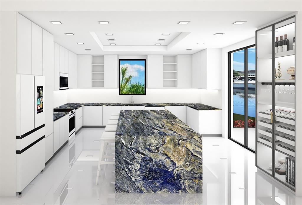 1205 Avocado Isle Fort Lauderdale, FL 33315 - Photo 16 of 20 a large white kitchen with granite countertop a sink and stainless steel appliances