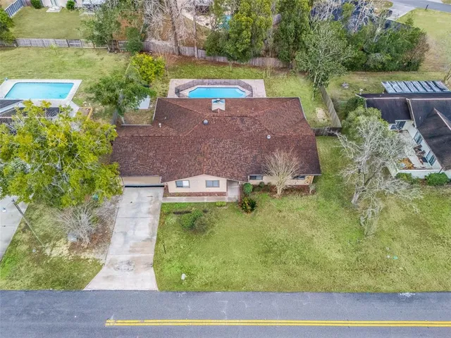 an aerial view of a house