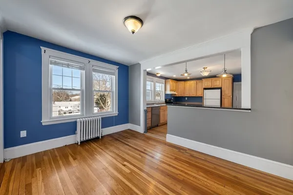 a view of livingroom with kitchen