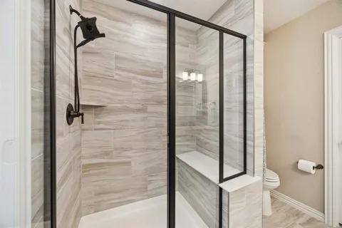 a bathroom with a shower