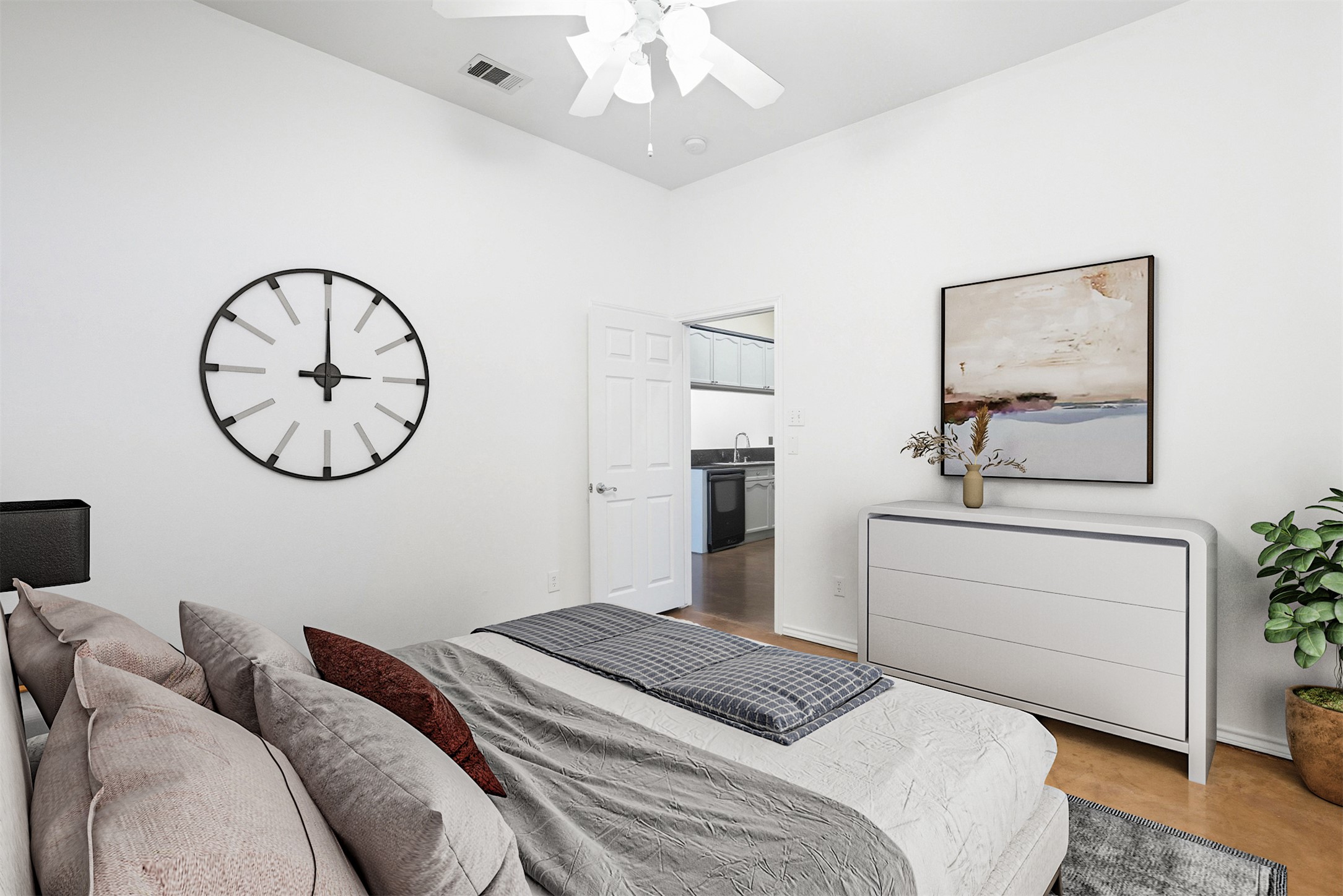 2918 Ranch To Market Road 620, Unit V267 Austin, TX 78734 - Photo 11 of 40 a bedroom with a large bed and a chandelier