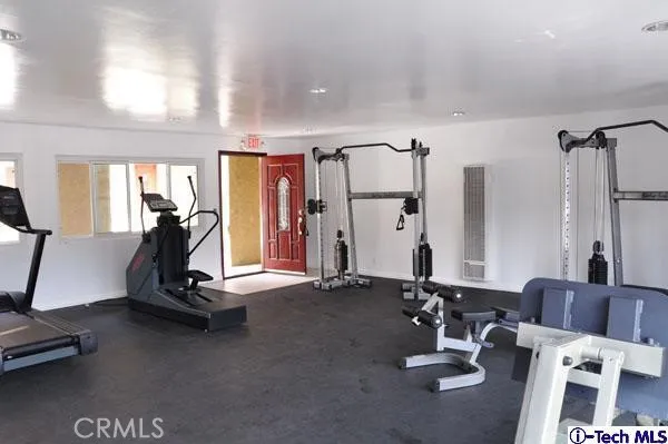 a view of a room with gym equipment