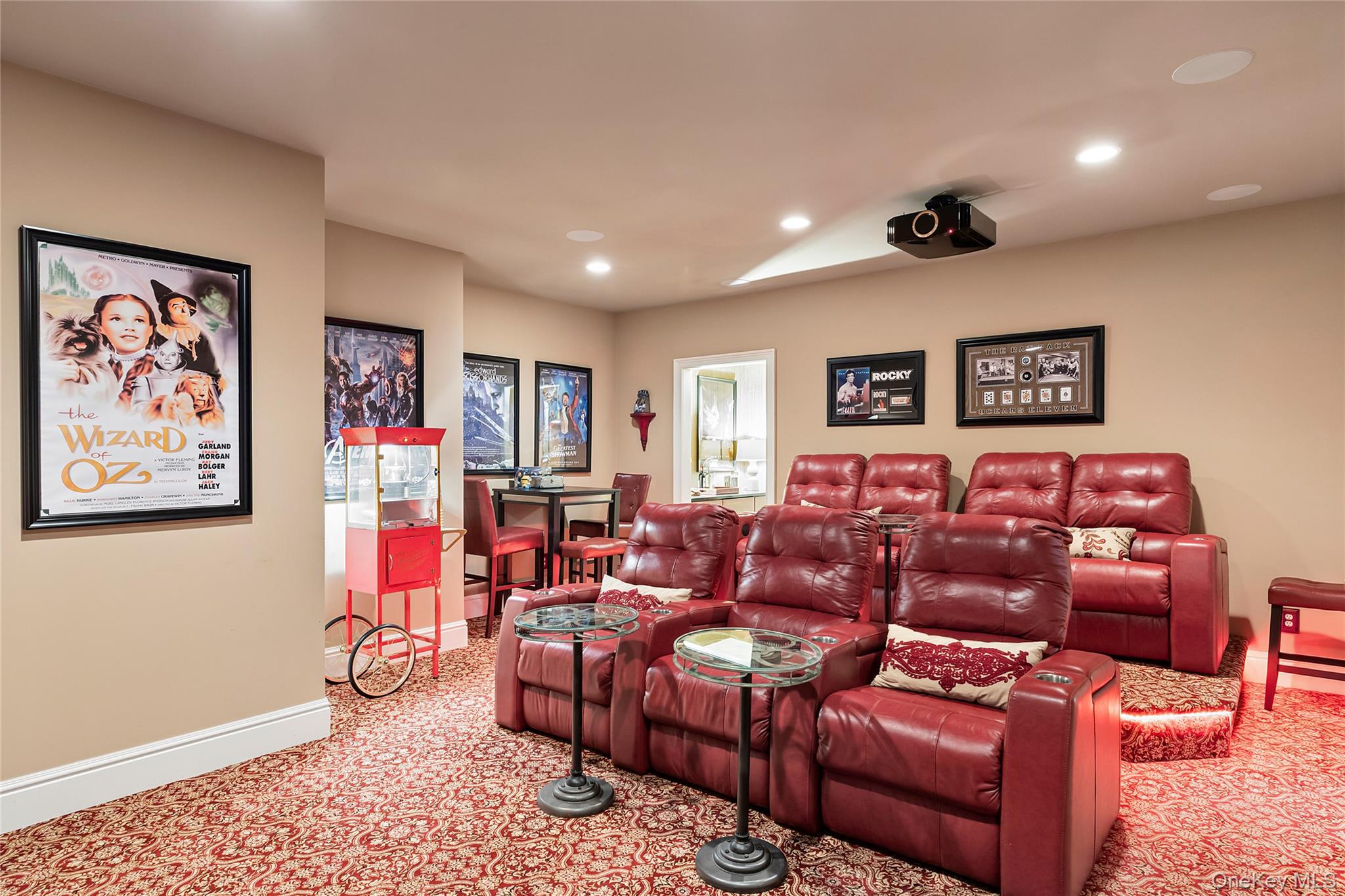 19 Ridge Lane Miller Place, NY 11764 - Photo 19 of 28 Cinema room with recessed lighting and light carpet