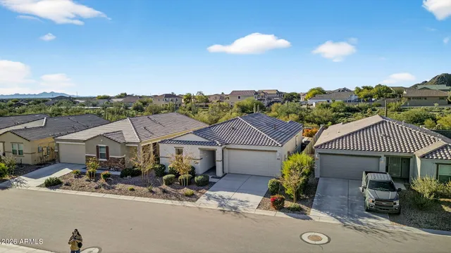 an aerial view of a house
