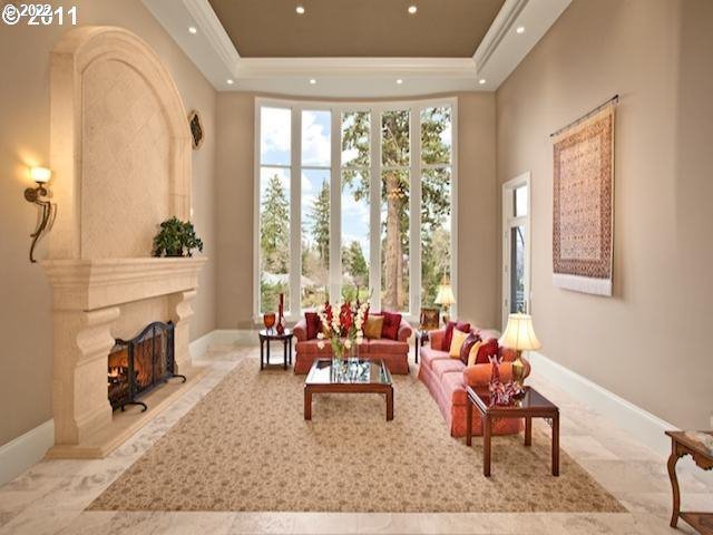 1186 Crestline Court Lake Oswego, OR 97034 - Photo 6 of 21 a living room with furniture and a fireplace