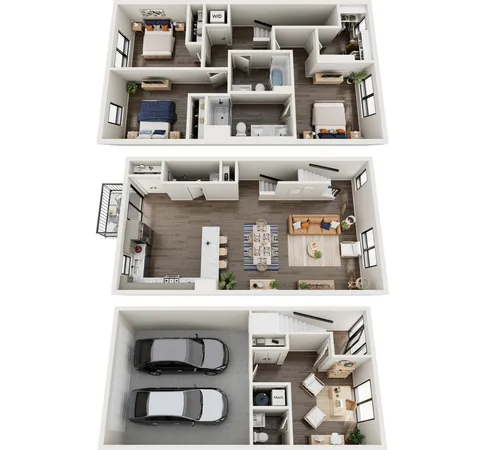 a living room with fireplace furniture and a large window