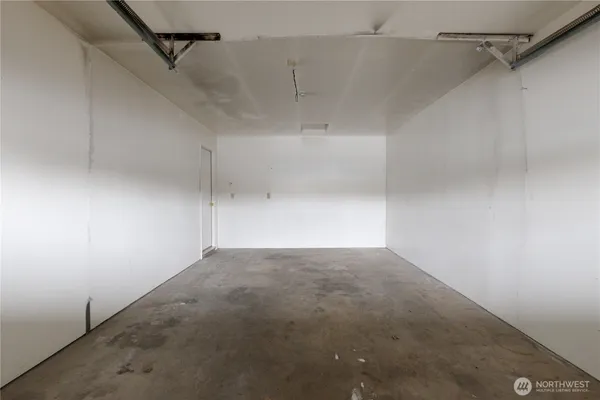 a view of a room with racks on the wall