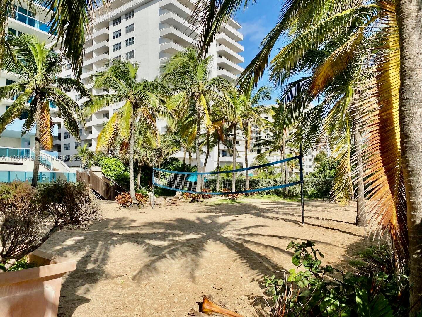 9172 Collins Avenue, Unit 305 Surfside, FL 33154 - Photo 23 of 37 a row of palm trees in front of a building