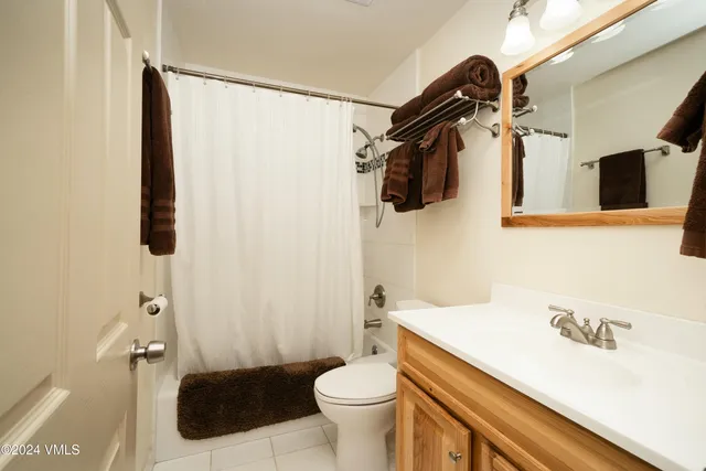 a bathroom with a sink a toilet and shower curtain