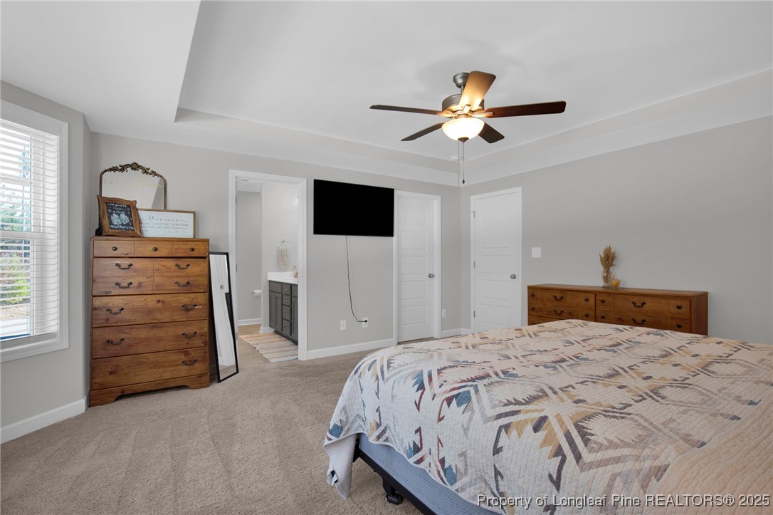 248 Rainy Beck Way Erwin, NC 28339 - Photo 32 of 44 a bedroom with a bed and a chandelier