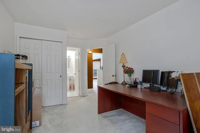 a room with a workspace