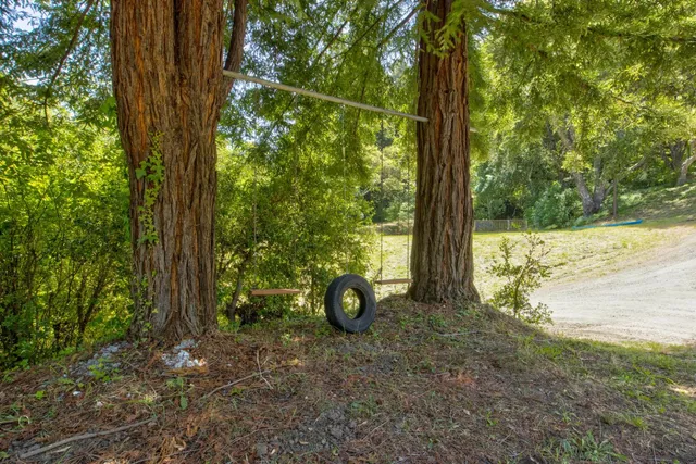 a backyard of a house with lots of green space