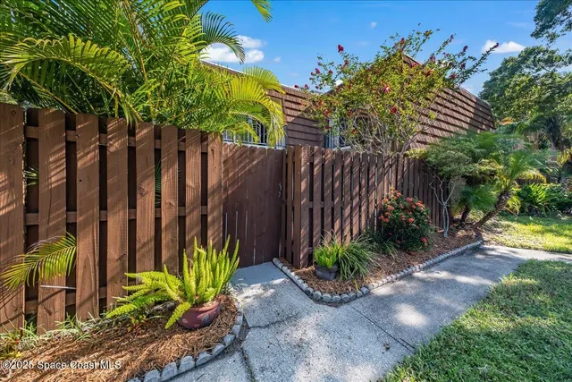 a view of a backyard with plants