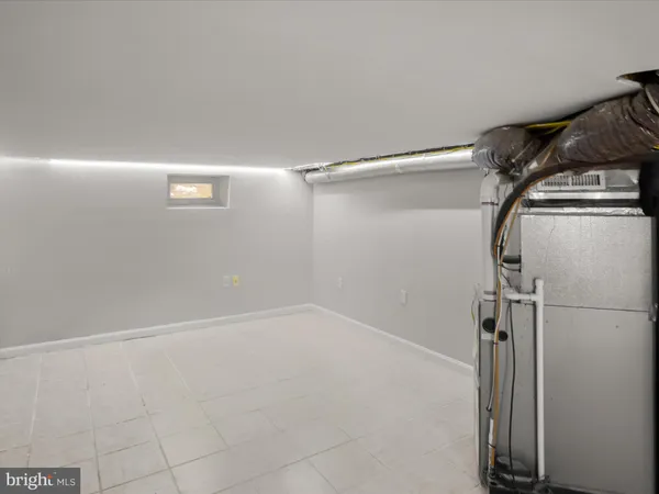 a view of a room with racks on the wall