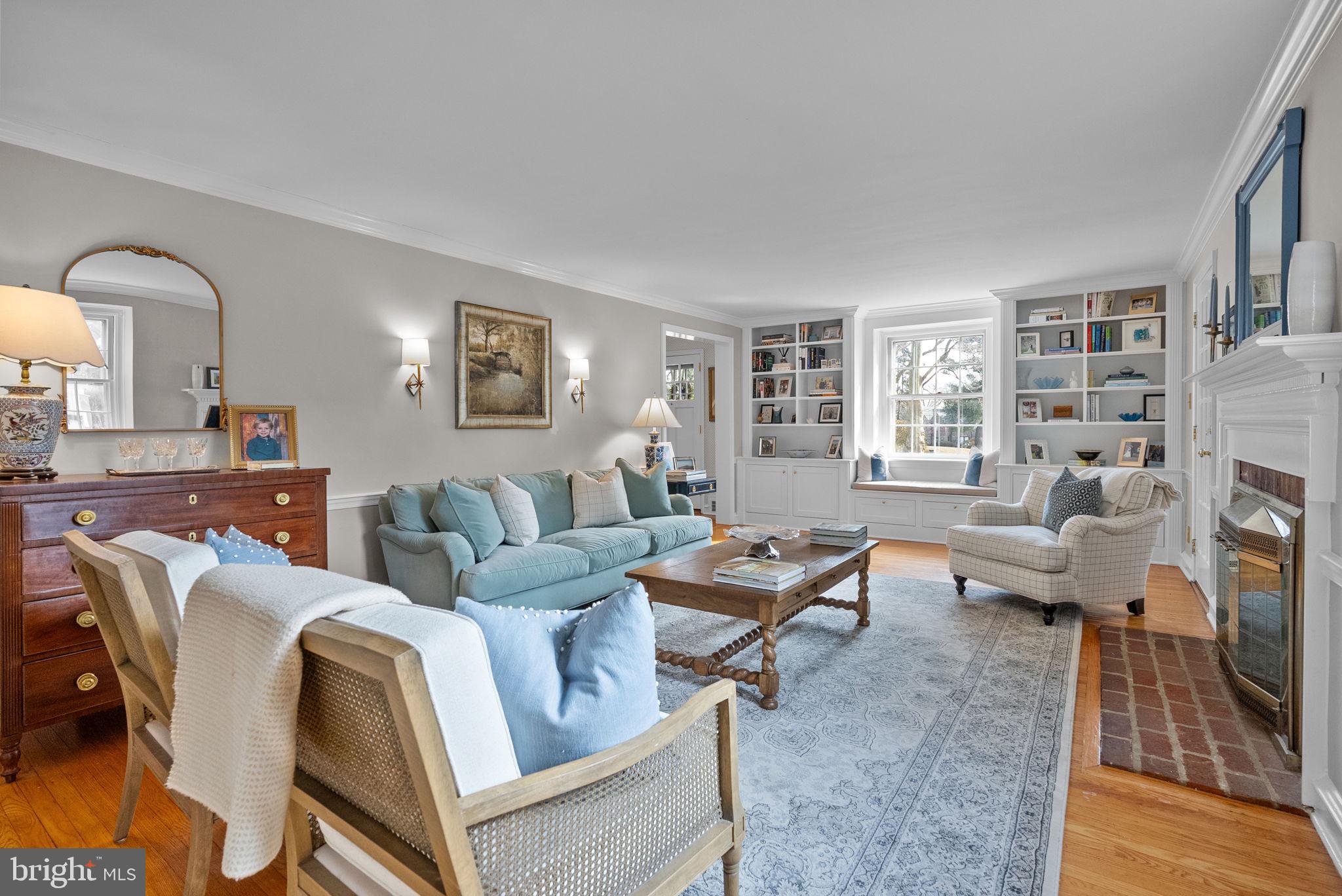 232 Fisher Road Jenkintown, PA 19046 - Photo 15 of 46 Living Room with Built-In Bookcases