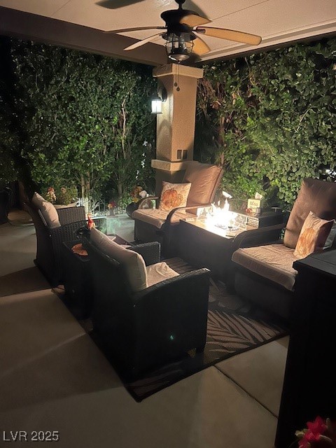 8175 Arville Street, Unit 210 Las Vegas, NV 89139 - Photo 3 of 36 View of patio / terrace with an outdoor living space with a fire pit and a ceiling fan