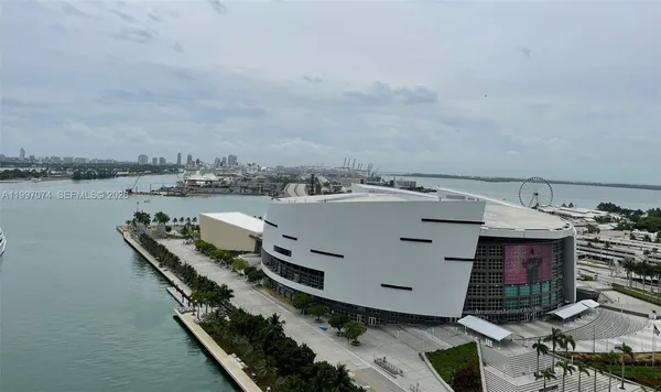 a view of a city and lake