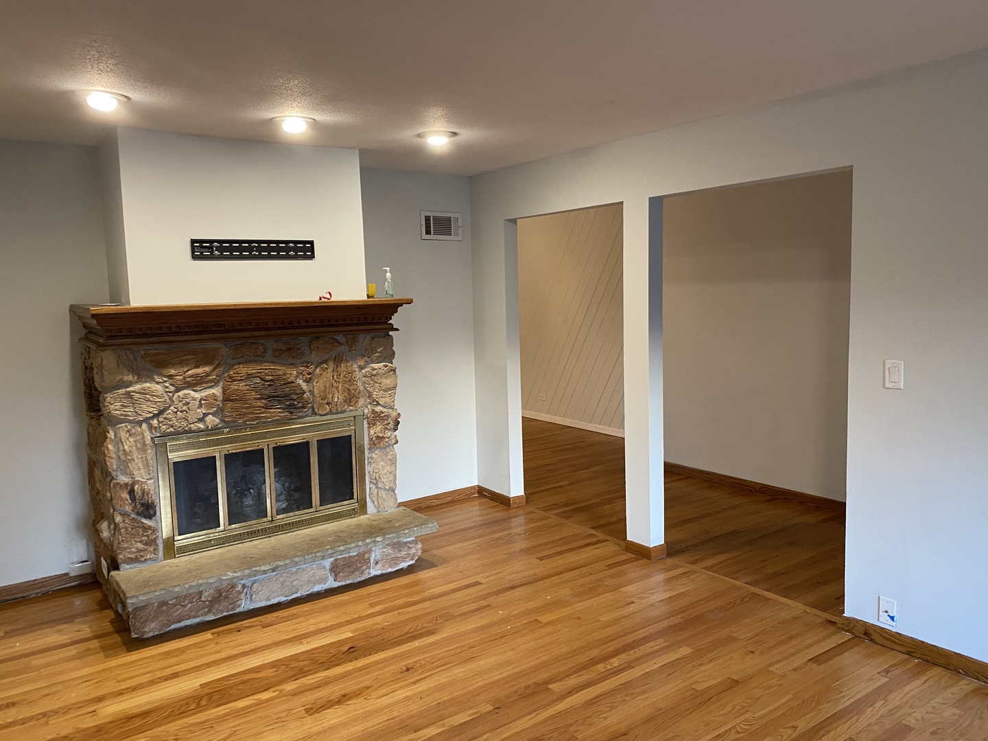 525 Northgate Road Lindenhurst, IL 60046 - Photo 4 of 10 a view of an empty room with wooden floor and a fireplace
