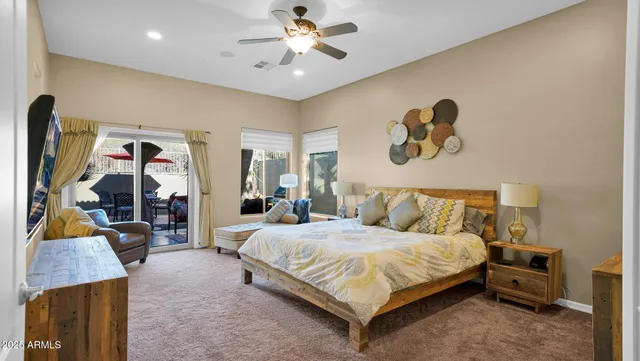 a bedroom with a bed and a walk in closet