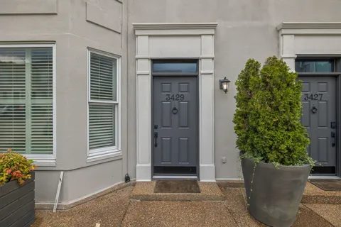 a potted plant in front of a house