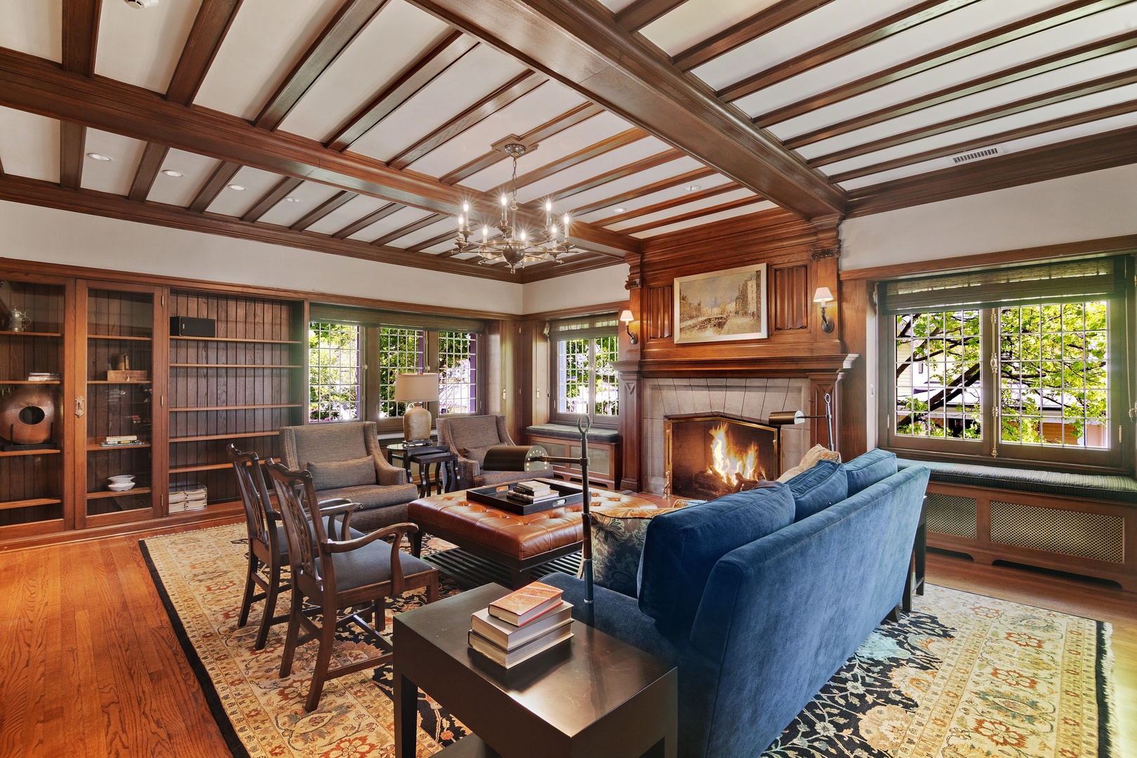 1622 Forest Place Evanston, IL 60201 - Photo 16 of 47 a living room with furniture a fireplace and a large window
