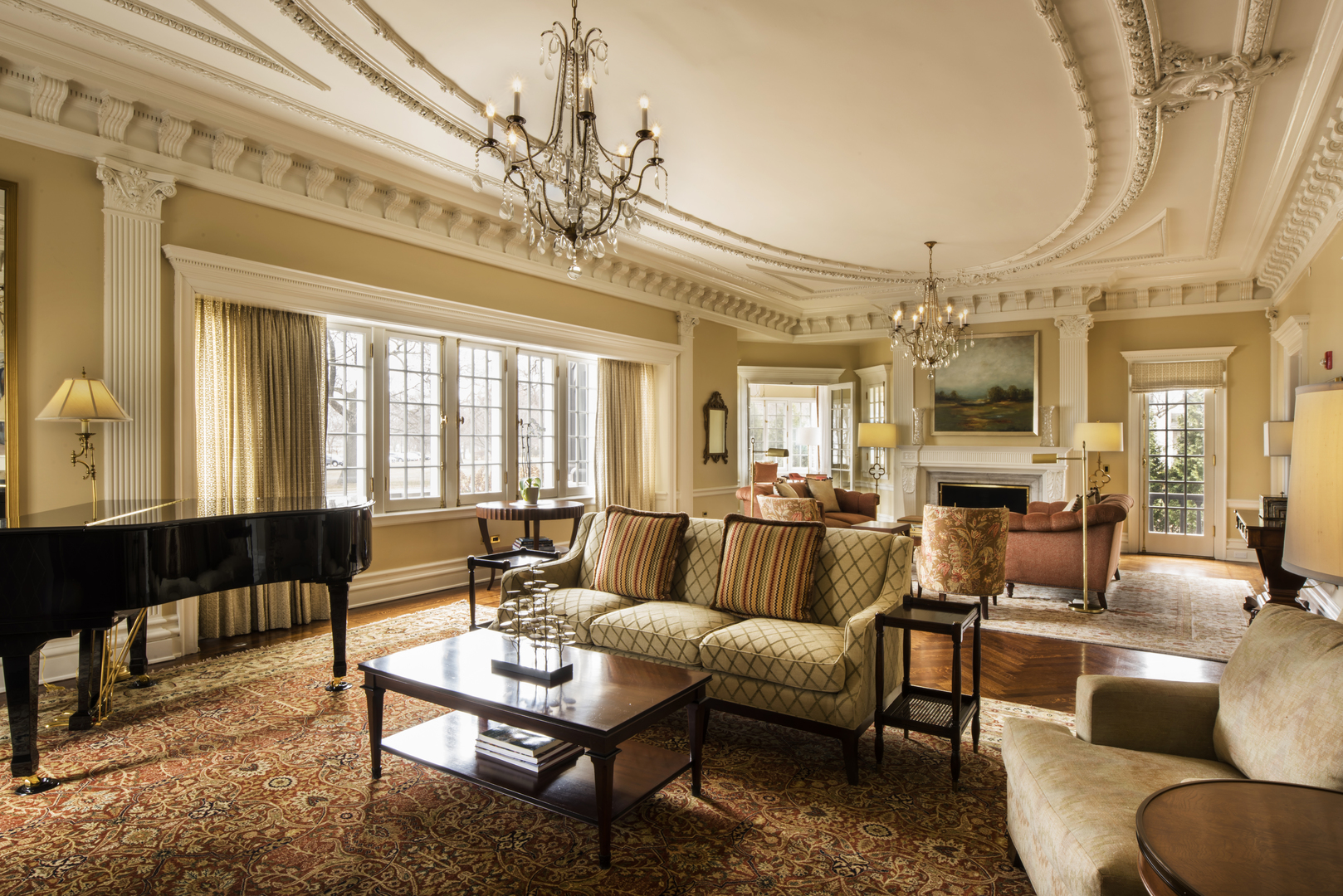 1622 Forest Place Evanston, IL 60201 - Photo 10 of 47 a living room with furniture chandelier and a large window